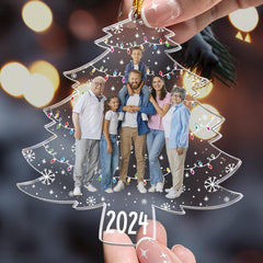 Personalized Family Photo Ornament, Custom Photo On Christmas Tree, 2024 Xmas Holiday Decor