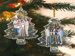 Personalized Family Photo Ornament, Custom Photo On Christmas Tree, 2024 Xmas Holiday Decor