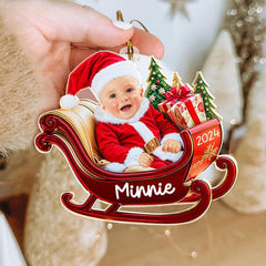 Personalized Baby Photo Christmas Ornaments, Photo Baby Christmas Bauble, Baby's First Christmas Bauble, Mom Gift, Custom Baby Face Ornament