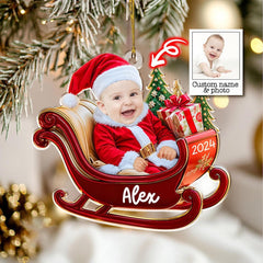 Personalized Baby Photo Christmas Ornaments, Photo Baby Christmas Bauble, Baby's First Christmas Bauble, Mom Gift, Custom Baby Face Ornament