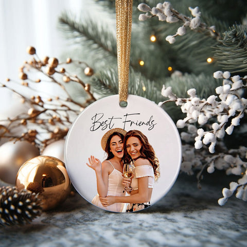 Custom Photo Ornament For Friends, Friendship Ornament, Christmas Gift, Gift For Friends, Christmas Keepsake, Gift For Her, Besties Ornament