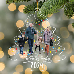 Personalized Family Photo Ornament, Custom Photo On Christmas Tree, 2024 Xmas Holiday Decor