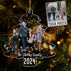 Personalized Family Photo Ornament, Custom Photo On Christmas Tree, 2024 Xmas Holiday Decor