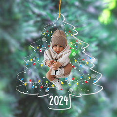 Personalized Family Photo Ornament, Custom Photo On Christmas Tree, 2024 Xmas Holiday Decor