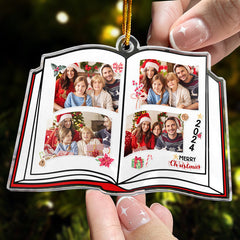 Book Shaped Christmas - Personalized Acrylic Family Photo Ornament