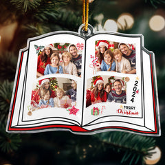 Book Shaped Christmas - Personalized Acrylic Family Photo Ornament