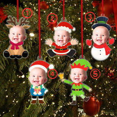 Personalized Face Baby Ornament, Custom Baby Photo Ornament, Babys Photo First Christmas Ornament, Newborn Gift