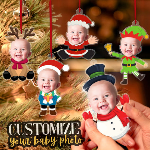 Personalized Face Baby Ornament, Custom Baby Photo Ornament, Babys Photo First Christmas Ornament, Newborn Gift