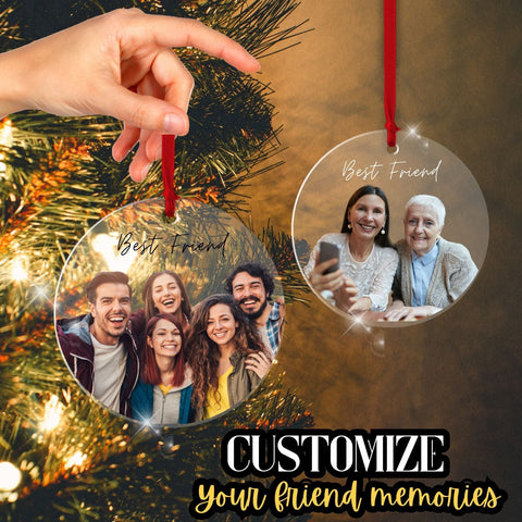 Custom Photo Ornament For Friends, Friendship Ornament, Christmas Gift, Gift For Friends, Christmas Keepsake, Gift For Her, Besties Ornament