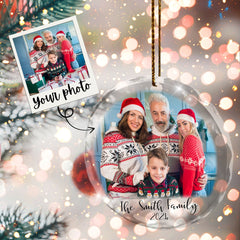 Personalized Couple Photo Ornament, Couples Gifts, Custom Photo Glass Ornament