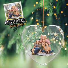 Personalized Couple Photo Ornament, Couples Gifts, Custom Photo Heart Glass Ornament